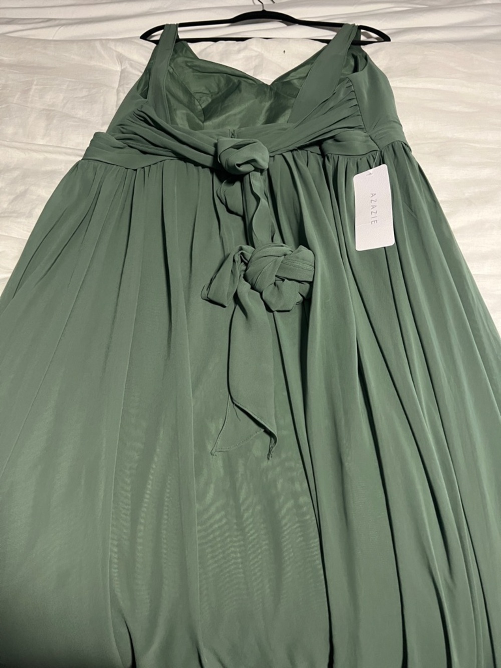 Azazie eucalyptus Green V-Neck Chiffon Bridesmaid Dress - Picture 3 of 6